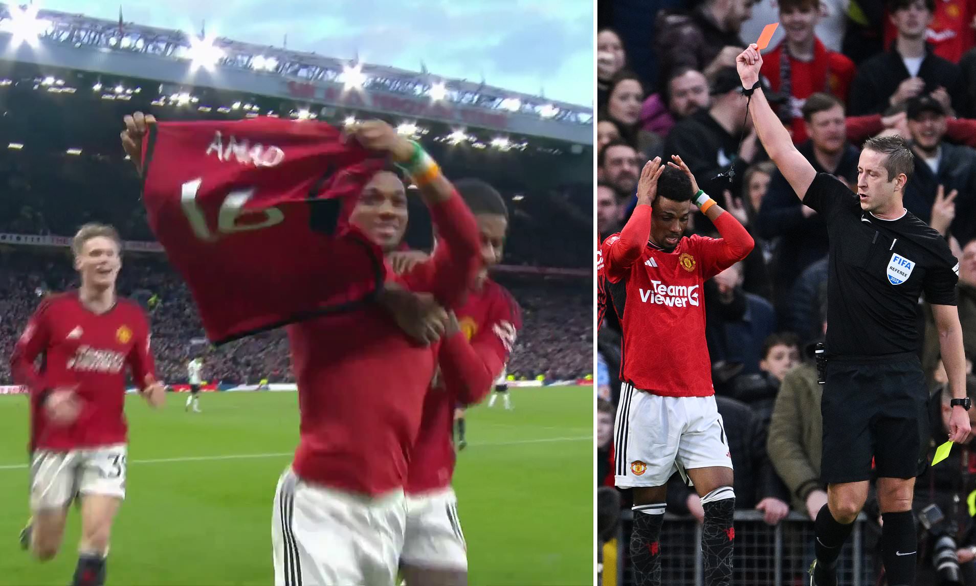 Amad Diallo Scores Winner For Man United Before Being SENT OFF