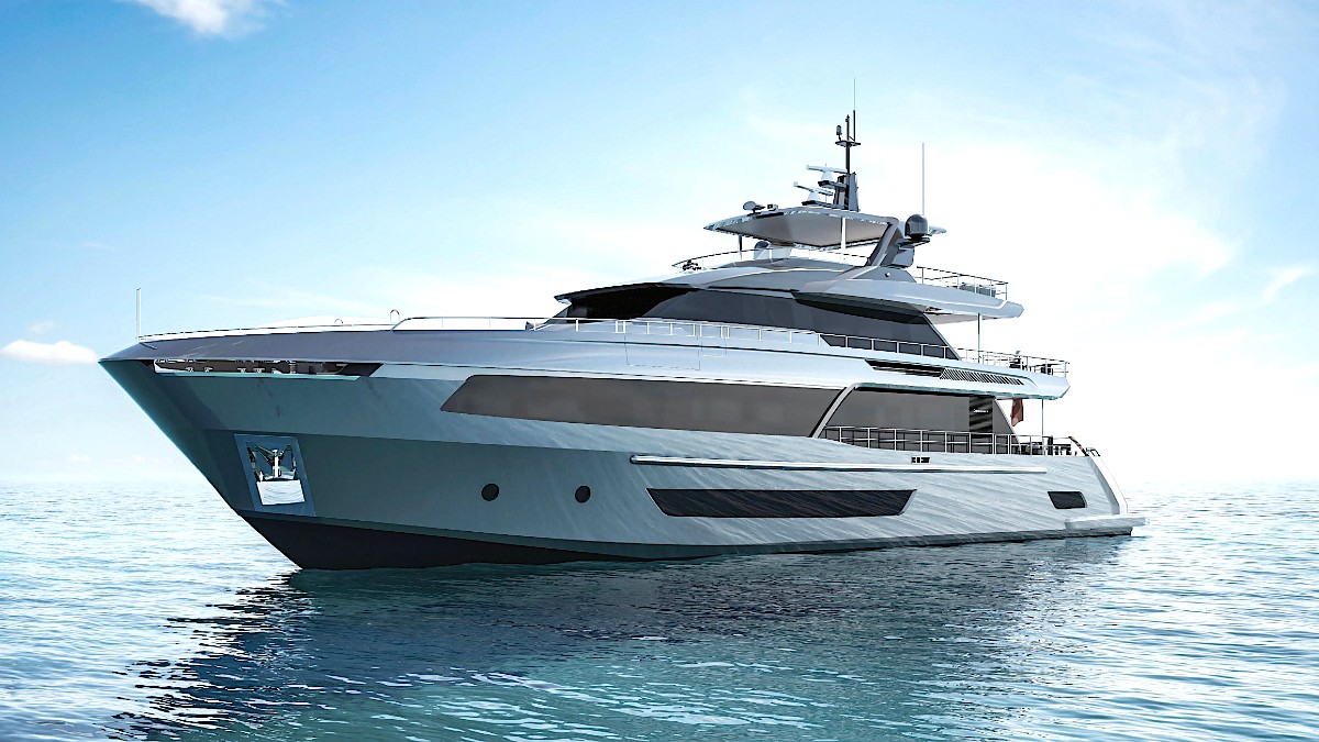 <p>Ocean Alexander is debuting the first of its new Puro superyacht series at PBIBS. The 113-foot Puro 35P comes from the drawing board of Italian designer Giorgio M. Cassetta and is a step back from the polarizing lines of OA’s recent Revolution and Explorer series with their bold, vertical bow designs. Aimed at long-distance cruising, the 35P can carry over 5,000 gallons of fuel and is powered by twin 2,000 hp MAN V12s for a 24-knot top speed. Twin 55kW Kohler generators can also keep the yacht powered at anchor for long periods. Other standout features include extensive glazing in the chiseled fiberglass hull, a forward deck plunge pool, and spacious accommodations for 10 guests. </p>