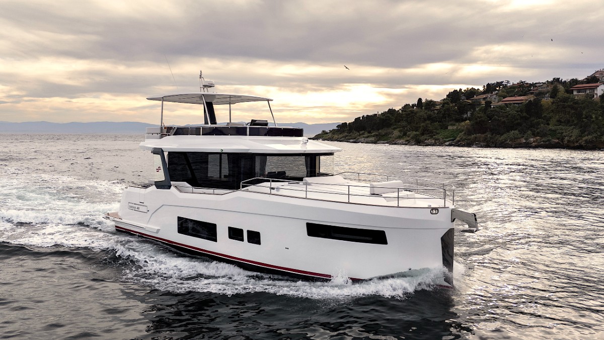 <p>Think of it as the “starter” Sirena. Aimed at a younger demographic, the Turkish builder’s brand-new <a href="https://robbreport.com/motors/marine/sirena-48-yacht-template-mini-superyachts-1234803699/">Sirena 48</a> is making its U.S. debut at PBIBS after a global reveal at last fall’s Cannes boat show. Such is its appeal that 27 hulls have already been sold, with 13 of the orders coming from North America. Looking like a scaled-down version of Sirena’s popular 58, its distinctive, trawler-style lines are from Argentinian designer Germán Frers. With more interior space than a typical 48-footer, the yacht offers three staterooms—plus a crew cabin—a spacious, light-filled salon, a large cockpit, an oversized flybridge, and a vast forward social area. Take your pick from twin 550 hp Cummins QSB, or 670 hp Volvo D11 turbo diesels. Or the builder is also offering hybrid power with twin 285 hp electric motors charged up by variable-speed generators that are good for a 30-mile battery-only range.</p>