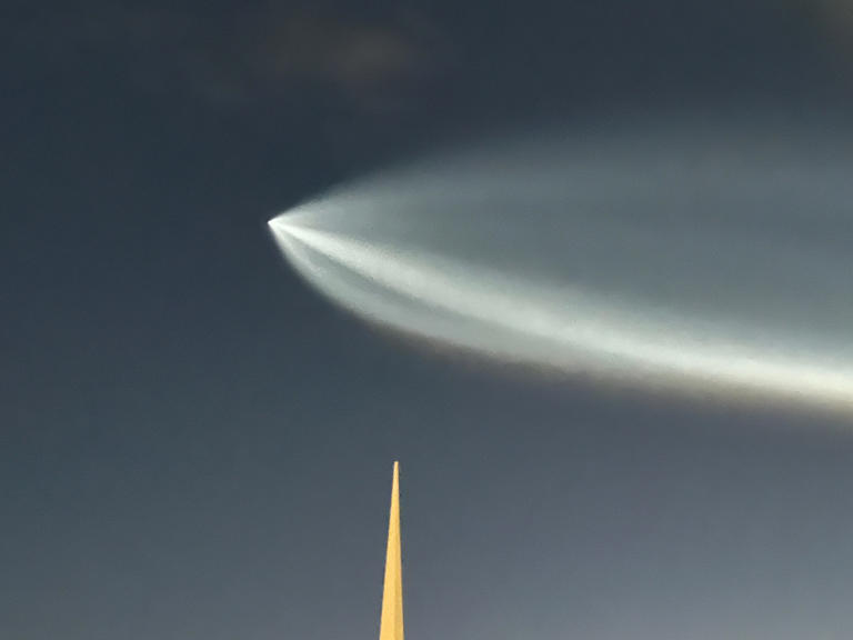 A rocket as seen from midtown Phoenix on March 18, 2024.