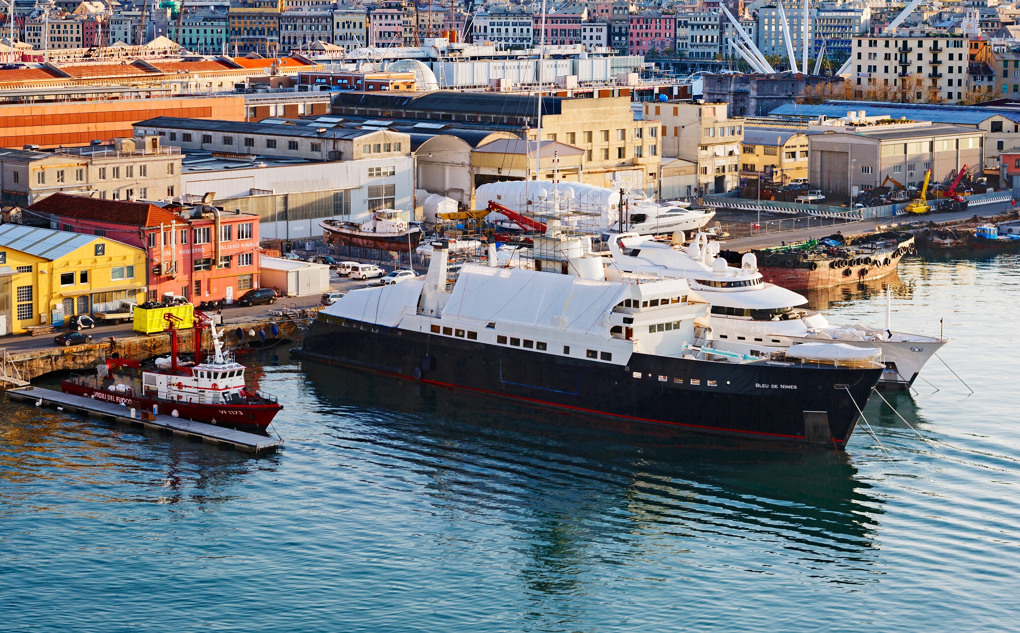 <p>Bleu de Nîmes' genuinely stands out among superyachts because it was originally Royal Navy degaussing ship. But since its conversion in 2005, it's basically a floating hotel, with accommodations for 20 guests and 20 crew. </p>  <p>It's crammed with luxuries—but you won't find a pool. When asked why, the first owner said, "If I want to go for a swim, I’ll go in the sea”.</p>