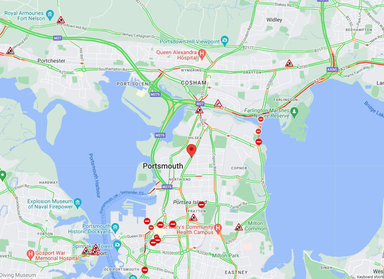 Eastern Road: Live traffic updates from M275, M27, A27 and A3 as major ...