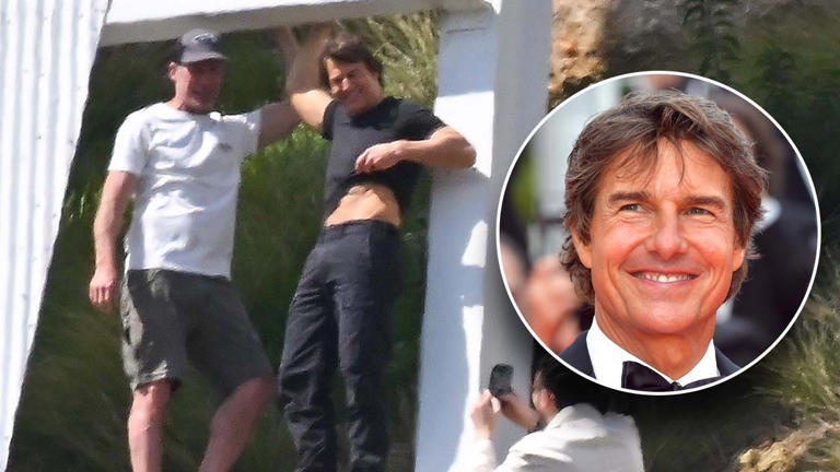 Tom Cruise flashed his abs and appeared ready to film another death-defying stunt on Saturday in Los Angeles. Backgrid/Getty Images