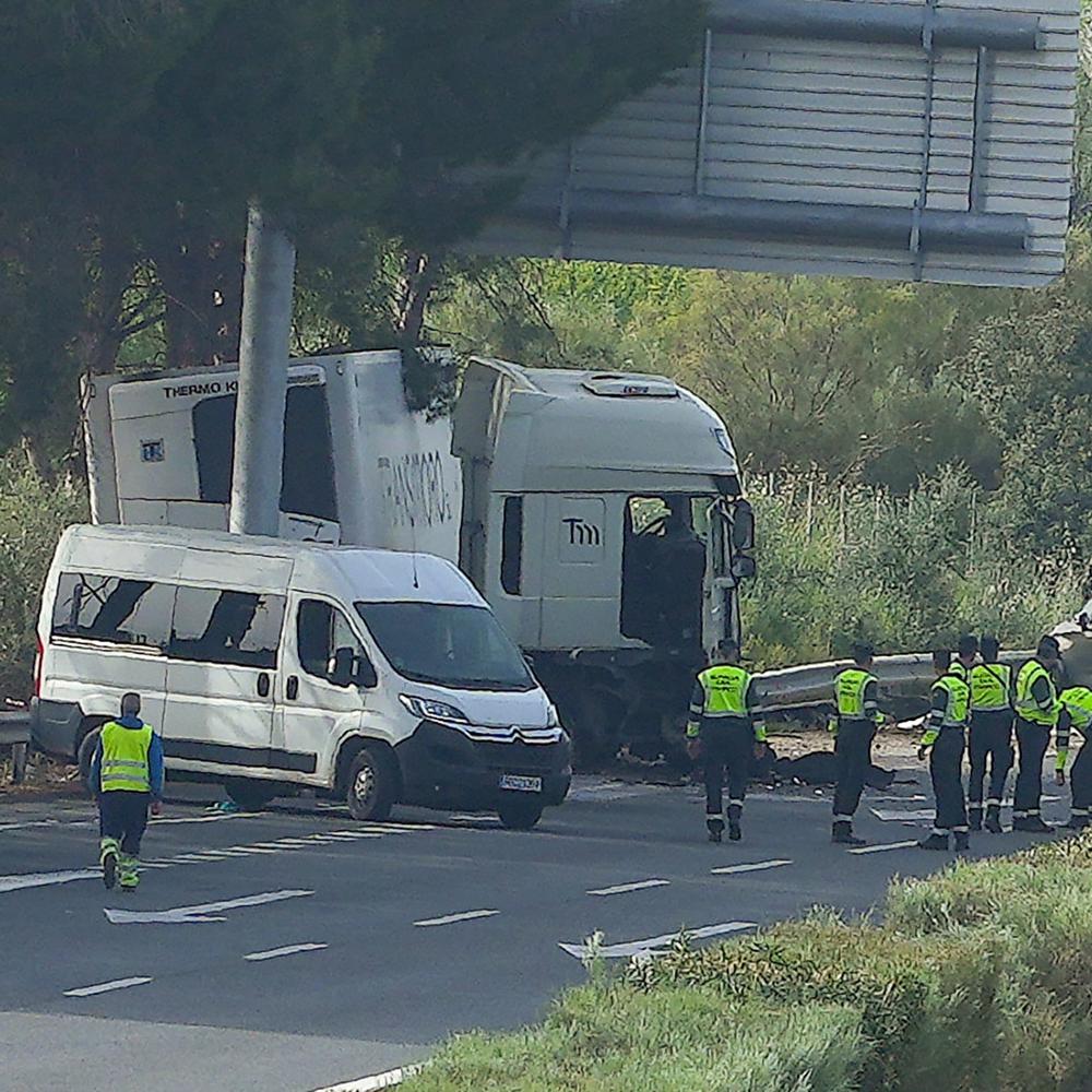 zwei polizisten und vier zivilisten gestorben: lkw überrollt sechs menschen bei verkehrskontrolle in spanien