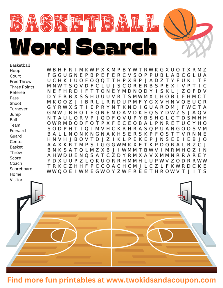 Free basketball word search
