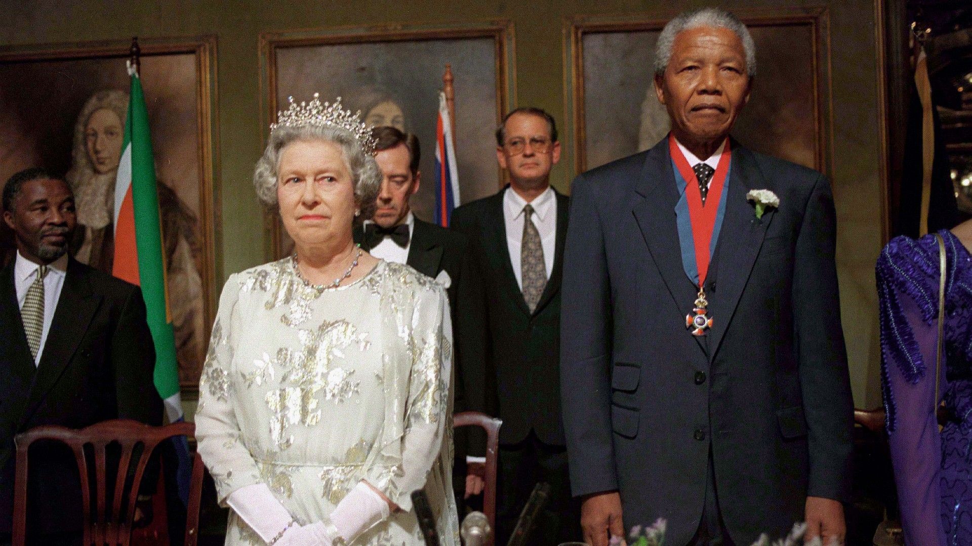 <p>                     In 1995, Queen Elizabeth II, accompanied by Prince Philip, made her first official visit to South Africa as monarch – though she had visited previously in 1947, before she became Queen. The Queen was unable to take any visits to the country before the 90s, due to the ongoing apartheid there.                   </p>                                      <p>                     However, in 1995, Queen Elizabeth and Philip were invited by President Nelson Mandela to visit once again. Though the pair had met in Zimbabwe five years prior, this trip was the first time that Mandela had officially hosted the monarch. The visit was just a year after Mandela had been elected as President, so it was certainly a significant moment to see the meeting of two highly revered public figures.                   </p>