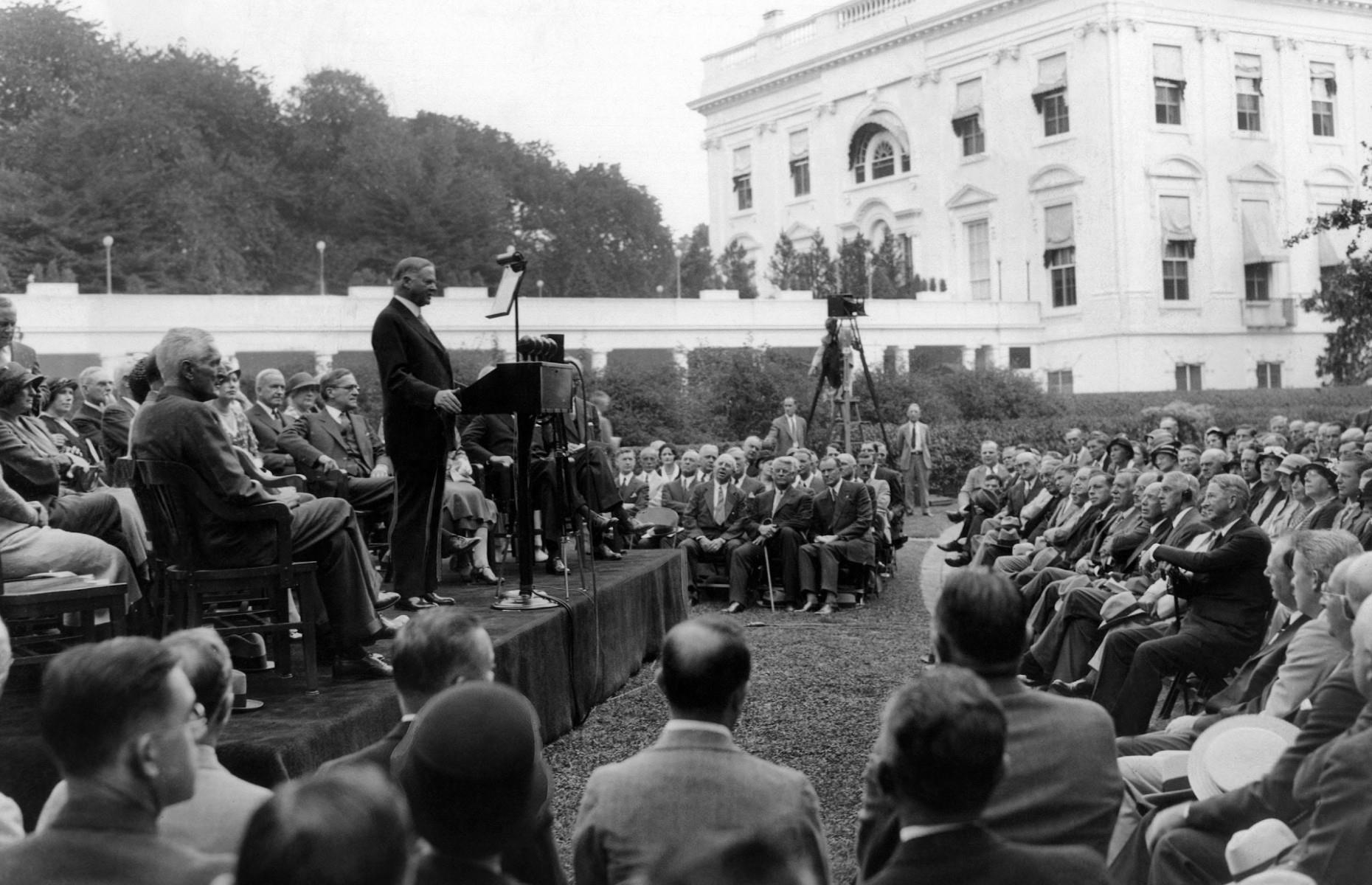 <p>President Herbert Hoover failed to recognize the severity of the Depression when it first struck and he tried to keep the federal government out of direct relief efforts.</p>  <p>In May 1932, President Hoover finally got to his feet and promised greater state aid for poverty-stricken Americans in a news conference at the White House. It was too little, too late. Most voters had already made their minds up that Hoover was to blame for the dire state of the country.</p>  <p><strong>Liking this? Click on the Follow button above for more great stories from loveEXPLORING</strong></p>