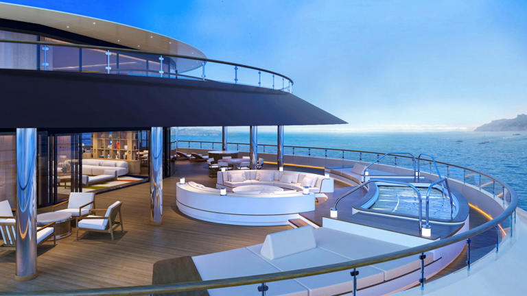 A rendering of the terrace of one of the larger suites