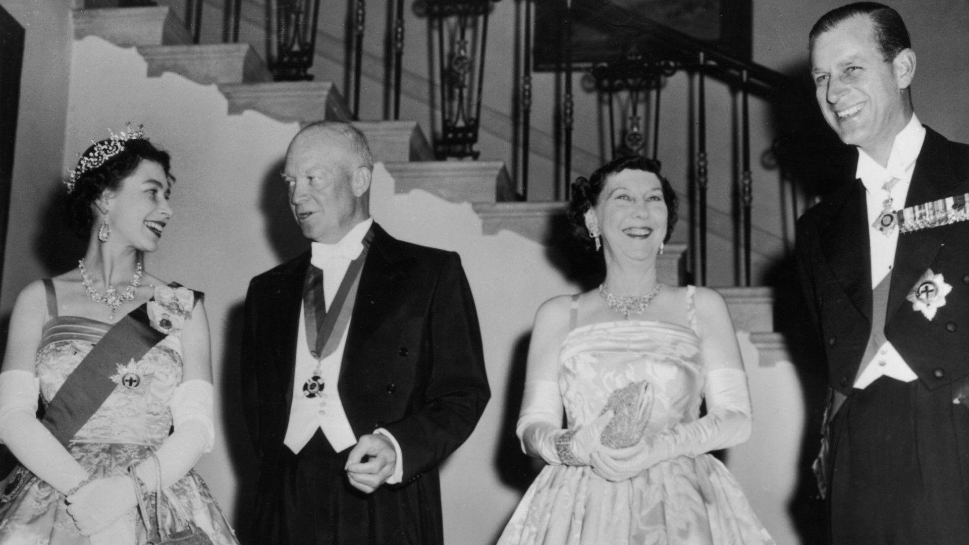 <p>                     In 1957, Elizabeth made her very first trip abroad to the United States as the monarch of the United Kingdom. Though she had been to America before, this was her very first trip as Queen.                   </p>                                      <p>                     During her four-day October visit, she and Prince Philip met the President at the time, Dwight D Eisenhower, at the White House, before making various visits to organisations within Washington DC. She and the Duke of Edinburgh also paid a visit to Williamsburg, Virginia, and New York City, where there was a large parade for the royals on the streets.                   </p>                                      <p>                     This wasn’t the President and Elizabeth’s first meeting, however. President Eisenhower had actually met Elizabeth as a young girl – back when she was Princess Elizabeth – during a meeting with her father King George.                   </p>