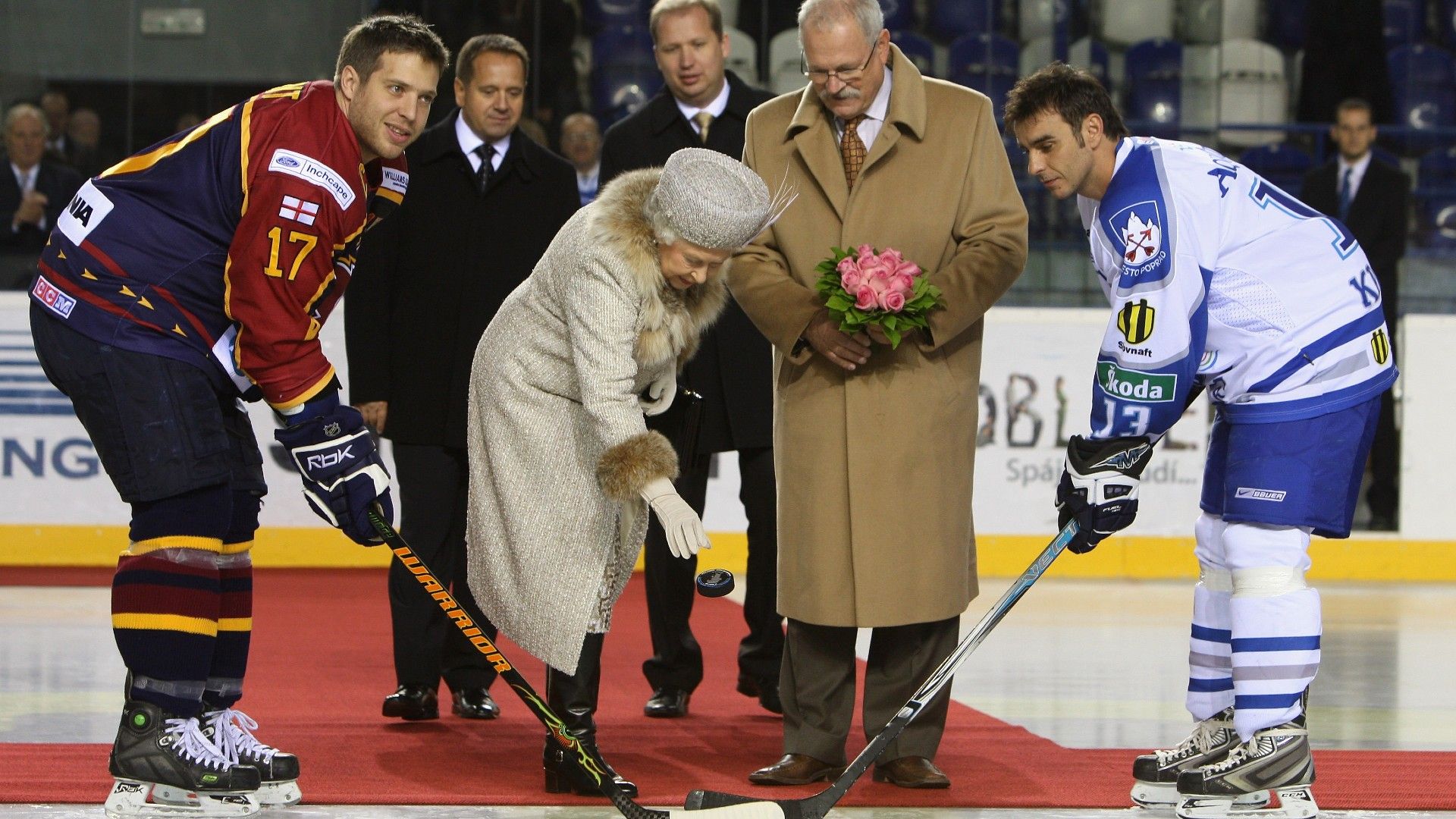 <p>                     In 2008, the Queen and Prince Philip paid a visit to Central Europe, embarking on a days-long tour of Slovakia and Slovenia in October of that year.                   </p>                                      <p>                     One of the best moments was during the couple’s last day of their visit to Slovakia when they attended an ice hockey game between Guildford Flames and the Aquacity Poprad.                   </p>                                      <p>                     Not only did the monarch look chic in a hat and a coat with a faux fur lining, but she also kicked off the game by ceremonially dropping the puck, alongside Slovakia’s Prime Minister.                   </p>