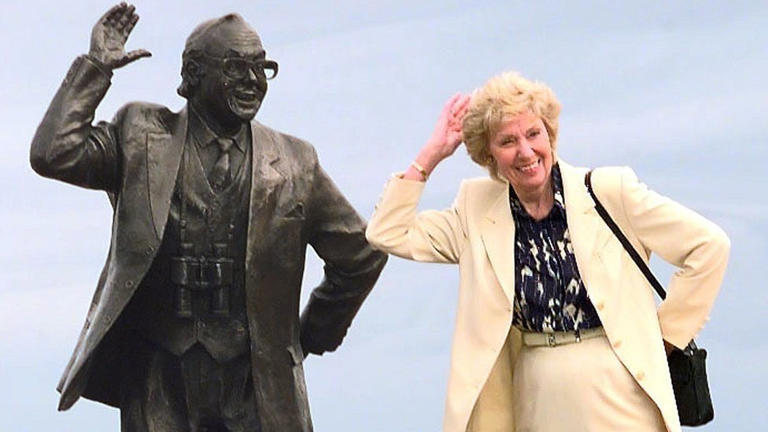 Joan Morecambe at the unveiling of her husband's statue in Morecambe