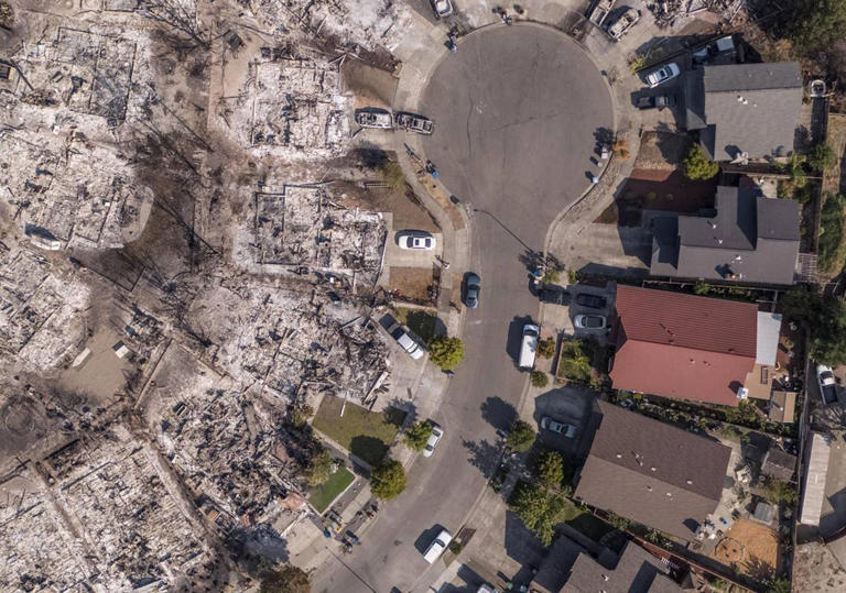 An aerial view of the damage from the Tubbs Fire which affected the Santa Rosa area in 2017.