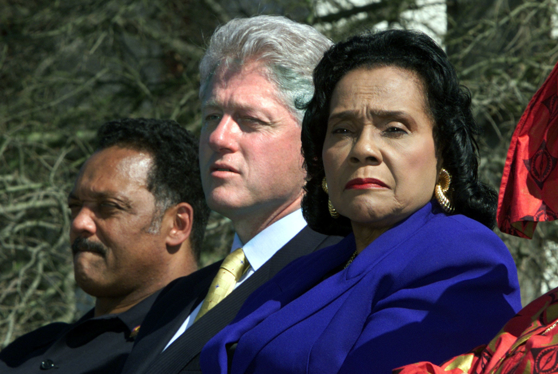 President Bill Clinton, Rev. Jesse Jackson, and Coretta Scott King, attending an event in Selma marking the 35th anniversary of the march called "Bloody Sunday," which led to the Voters Rights Act of 1965.<p><a href="https://www.msn.com/en-us/community/channel/vid-7xx8mnucu55yw63we9va2gwr7uihbxwc68fxqp25x6tg4ftibpra?cvid=94631541bc0f4f89bfd59158d696ad7e">Follow us and access great exclusive content every day</a></p>