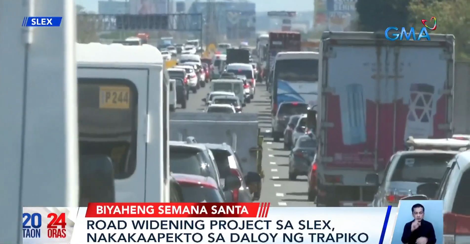 road widening activities slow traffic on slex amid holy week rush