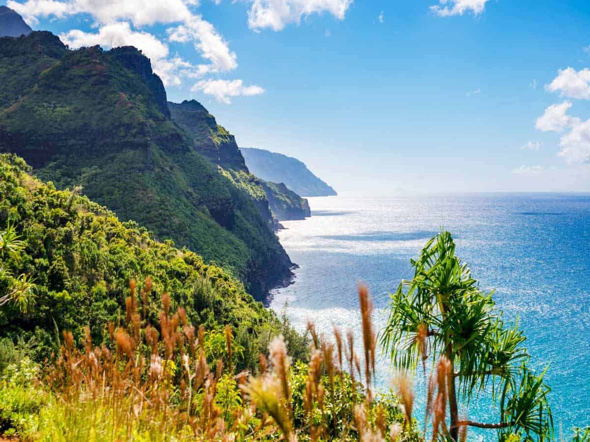 <p>Speaking of jaw-dropping views on Kauai, you won’t want to miss out on the Na Pali Coast. Over thousands of years, rain has carved into this mountain range, creating deep grooves in these bright green cliffs—perfect for rainy-day waterfalls, might I add.</p><p>That said, the Na Pali Coast isn’t the easiest place to explore. It’s inaccessible by car, so you’ll have three options: on foot, by sea, or by air. Take your pick.</p><p>If you choose to explore the Na Pali Coast on foot, be warned: it’s not an easy journey, but it’s an amazing one. Officially known as the Kalalau Trail, this 22-mile out-and-back path is filled with beautiful viewpoints, hidden waterfalls, and secluded beaches. It is your own little slice of paradise – if you can handle the trek.</p><p>But hiking for multiple days isn’t for everyone. If that’s the case, take to the seas instead with a Na Pali Coast boat tour. You’ll be able to enjoy the rugged mountain range from the water while also swimming beside some of Hawaii’s colorful sea creatures.</p><p>Last but certainly not least, a helicopter tour offers a bird’s-eye view of the Na Pali Coast. This natural landmark will be seen from a unique perspective, and you will see other sights along the way, like Waimea Canyon, Manawaiopuna Falls, and Hanalei Bay.</p>