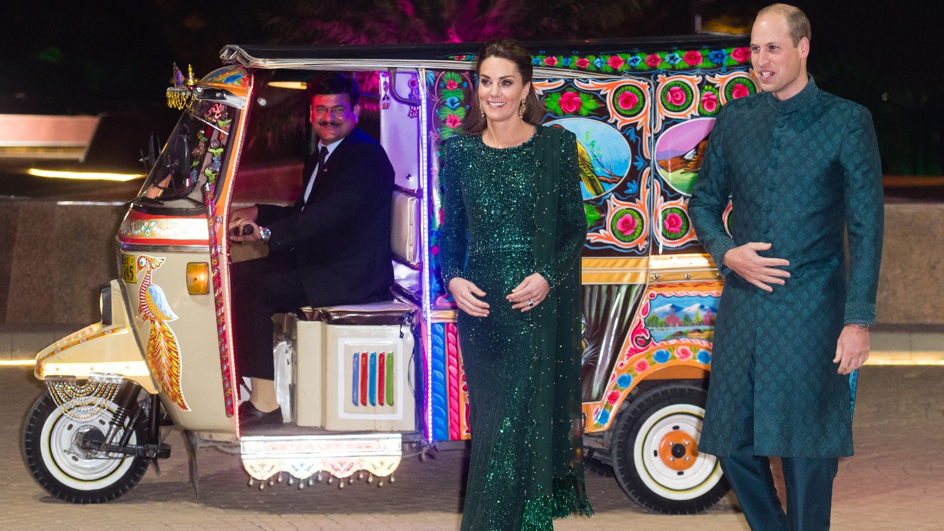 <p>                     Prince William and Kate Middleton are used to travelling in all manners of transport - royal carriages, planes, even motorbikes (a passion of Williams!).                   </p>                                      <p>                     But perhaps nobody ever expected to see them arrive in a decorated tuk tuk, making it one of their most memorable entrances ever.                   </p>                                      <p>                     During the second day of their 2019 tour of Pakistan, the Prince and Princess of Wales attended a special reception hosted by the British High Commissioner Thomas Drew, at the Pakistan National Monument.                   </p>                                      <p>                     For the first time perhaps ever, William was challenging Kate in the style stakes. While she dazzled in emerald green, William cut a distinctive figure in a traditional Sherwani.                   </p>