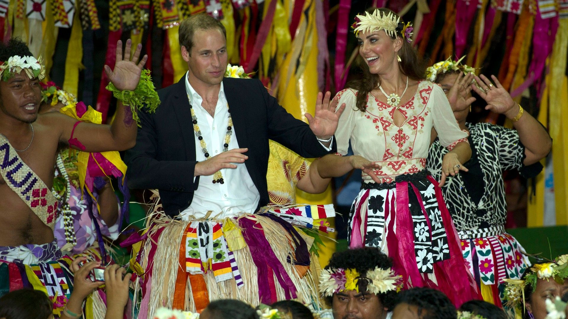 <p>                     More used to sombre and serious occasions, one of the most memorable tour moments came in 2012, when Prince William and Kate Middleton brought fans plenty of joy with their carefree dance moves.                   </p>                                      <p>                     During their trip to Tuvalu, an island in the South Pacific, as part of the Queen's Jubilee Tour in 2012, William showed no hesitation in throwing some shapes - much to the delight of his wife.                   </p>                                      <p>                     Kate, while looking more shy, got in on the fun, too.                   </p>