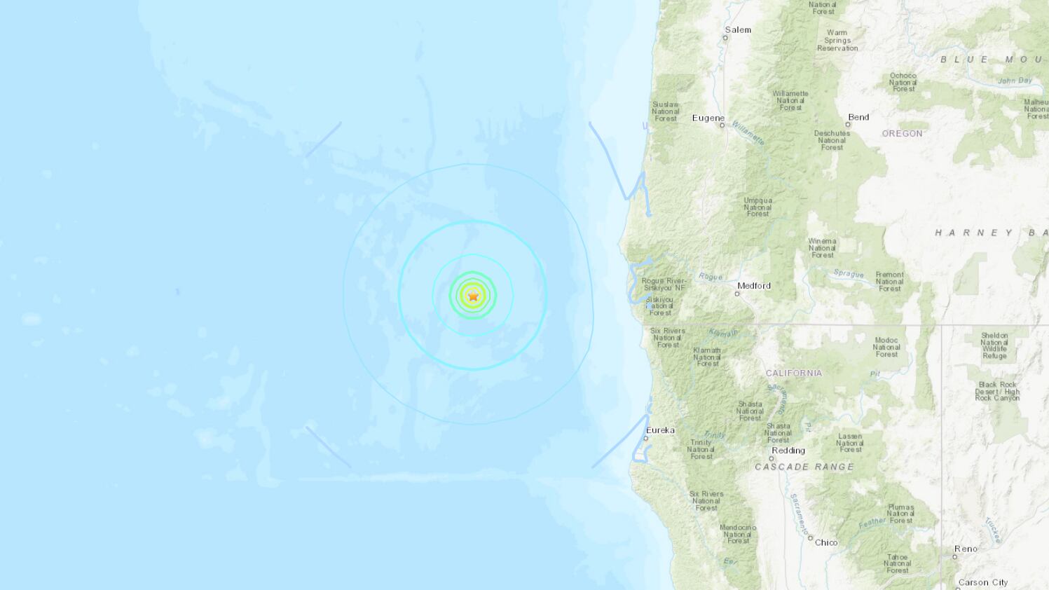 5.7 Magnitude Earthquake Strikes 100 Miles Off Oregon Coast, No Tsunami ...