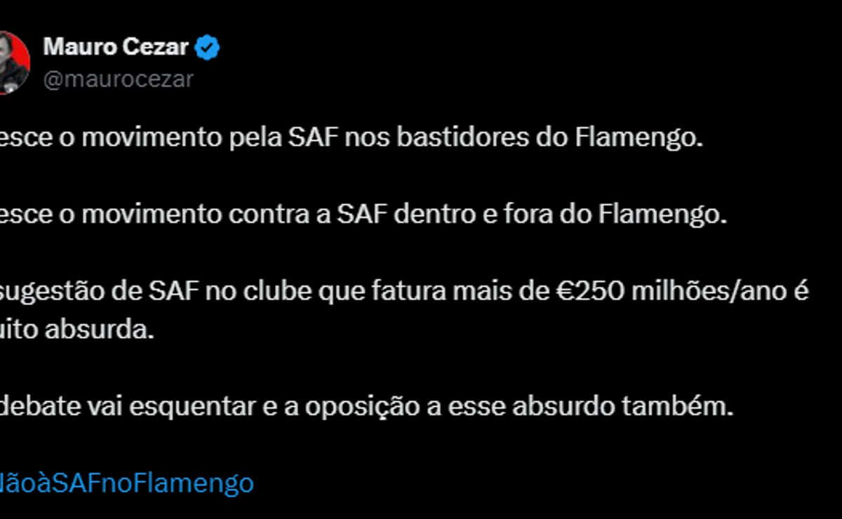 flamengo será saf: quando? mauro cezar descobre bastidores de landim no mengão