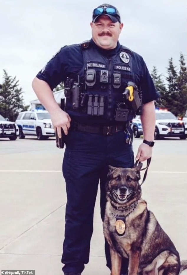 k9 indy, over and out! texas cop's beloved german shepherd gets emotional send-off as he retires after 9 years of service