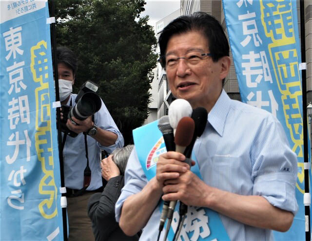 川勝知事の4期目の出陣式（2021年6月3日、筆者撮影）