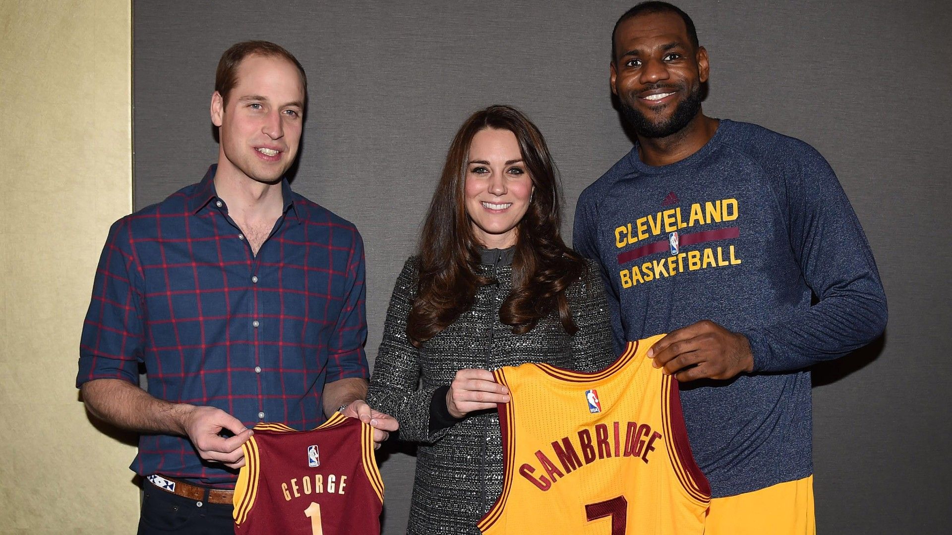 <p>                     US basketball star LeBron James has a nickname of King James, and this King got to meet the future King and Queen for real during William and Kate's 2014 visit to New York City.                   </p>                                      <p>                     The royals watched court-side as LeBron led the his squad to victory and after the game, LeBron met the Duke and Duchess of Cambridge and even presented them with a tiny Cavs jersey to give to the then one year-old Prince George.                   </p>