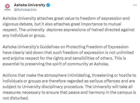 'expressions of hatred': ashoka university after students raise casteist slogans