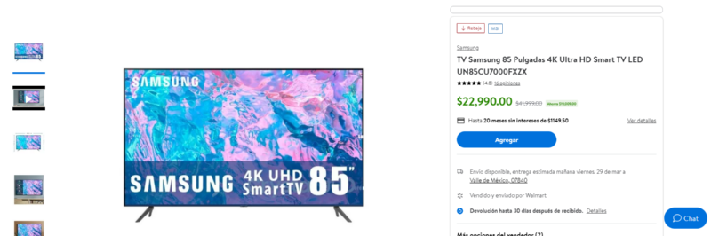 ¿quieres ver netflix? walmart tiene una pantalla samsung gigante casi a mitad de precio