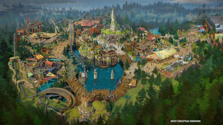 How to Train Your Dragon – Isle of Berk Epic Universe land concept rendering (Universal Orlando Resort)