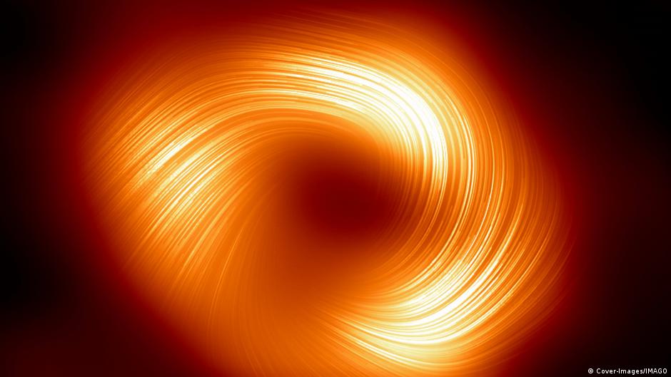 descubren poderosos campos magnéticos en espiral en torno al agujero negro de la vía láctea