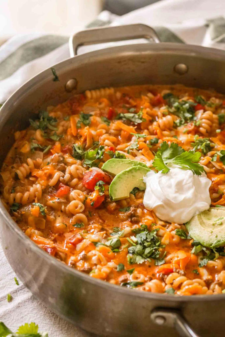 One-Pot Cheesy Beef Taco Pasta (30-Minute Meal)