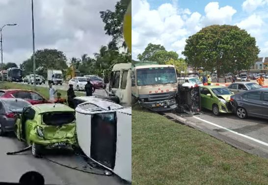 eight vehicles involved in second pile-up on pasir gudang highway in three days