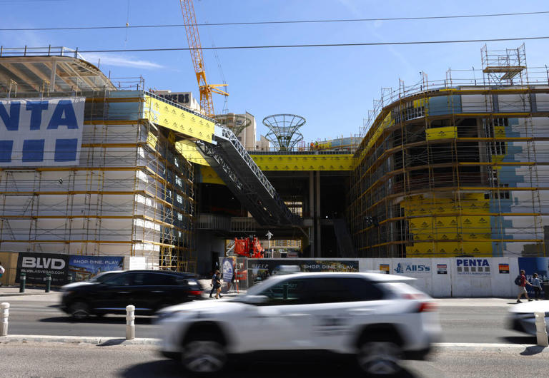 Construction is underway on BLVD, the mixed-use retail development, on Las Vegas Strip, on Wednesday, March 27, 2024.(Bizuayehu Tesfaye/Las Vegas Review-Journal) @bizutesfaye