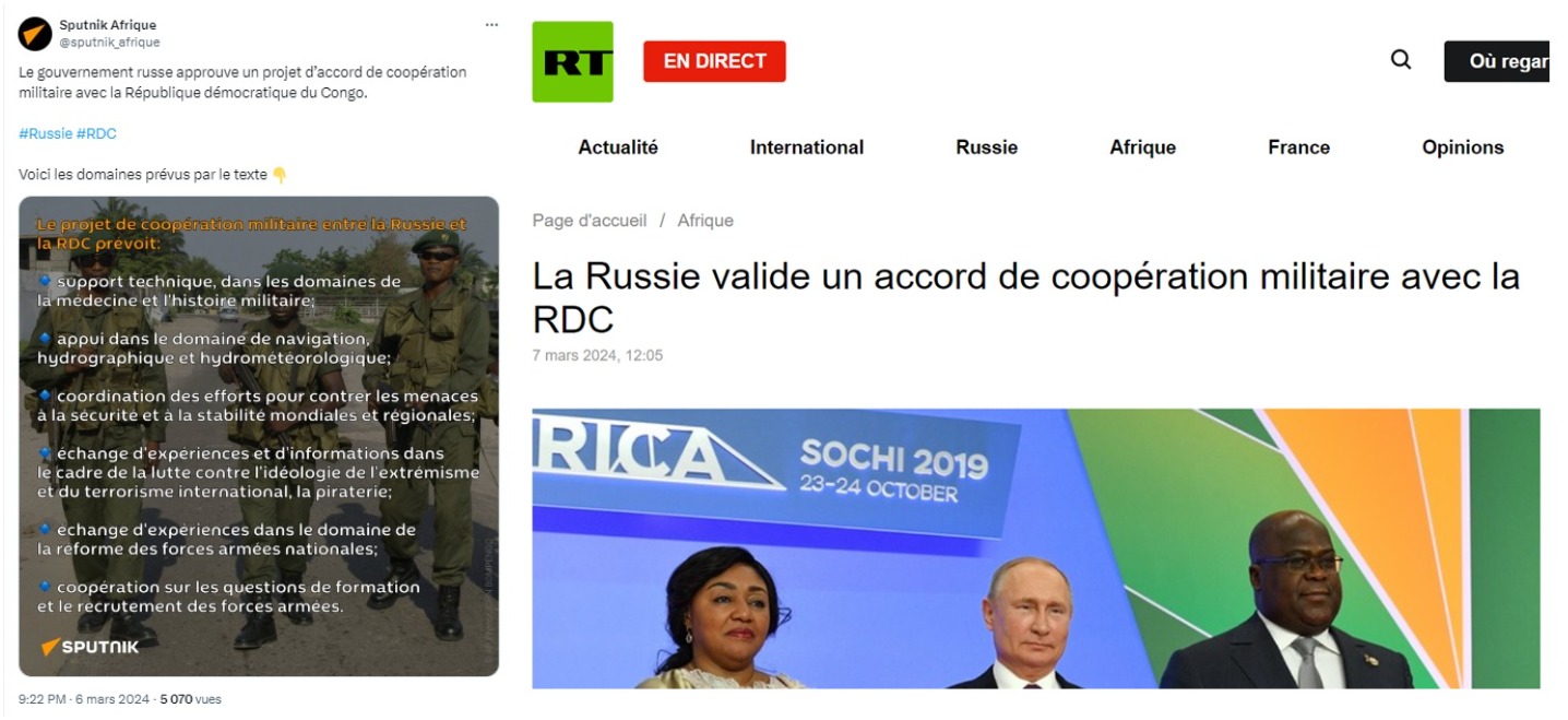 le gouvernement congolais assure qu'aucun accord de coopération militaire avec la russie n'a été signé récemment