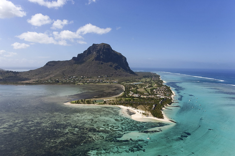 <p>Aside from the underwater waterfall, the south coast of the island is known for being the most luxurious part of Mauritius because of its stunning white beaches, majestic mountain landscape, and world-class hotels.</p>
