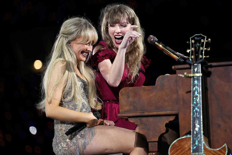 Don Arnold/TAS24/Getty Sabrina Carpenter and Taylor Swift performing on the Eras Tour in Sydney, Australia in February 2024