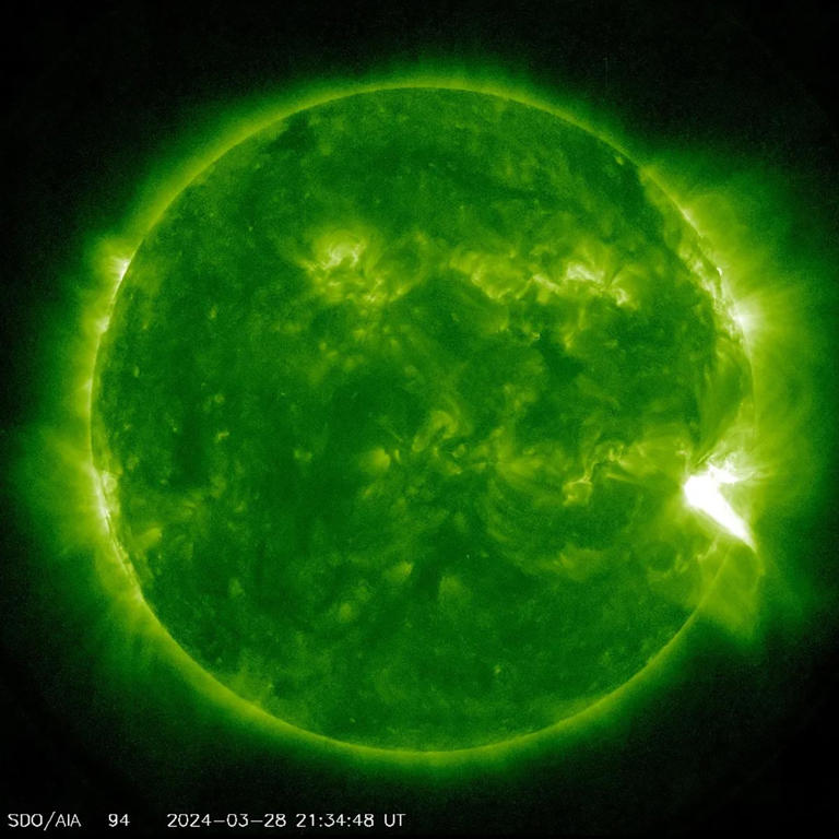 太阳于3月28日发射强烈X1.1耀斑 可能对地球产生影响