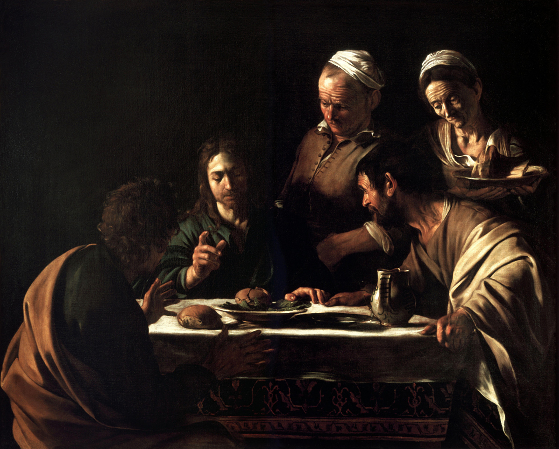 <p>Painted in 1601 by Caravaggio, this artwork depicts Jesus revealing himself following his resurrection. Filled with religious symbolism, it features grapes symbolizing Christ's blood and a pomegranate representing his resurrection.</p>