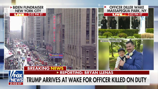 Trump arrives at wake honoring life of slain NYPD officer Jonathan Diller<br><br>