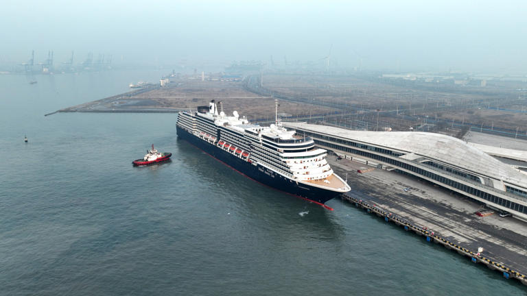 The international cruise ship Zuiderdam docks at a port in Tianjin, China on March 11. Photo: Xinhua