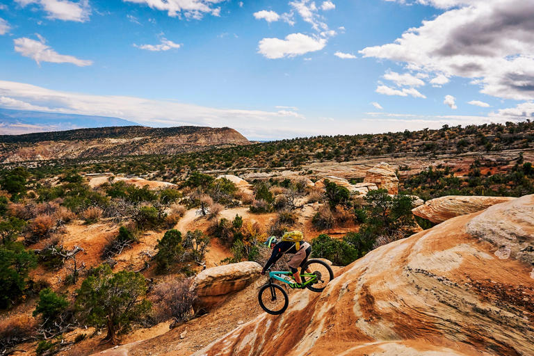 A mountain biker riding the Ribbon Trail in Grand Junction, Colorado