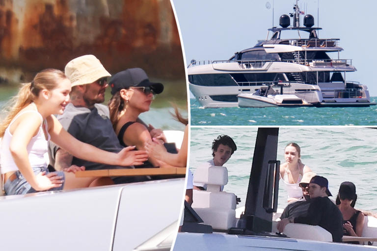 David and Victoria Beckham get cozy heading to multimillion-dollar yacht with family in Miami