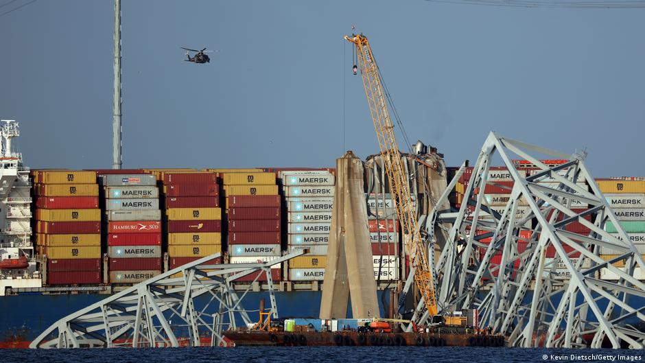 Baltimore Bridge Collapse: Huge Crane Arrives For Cleanup