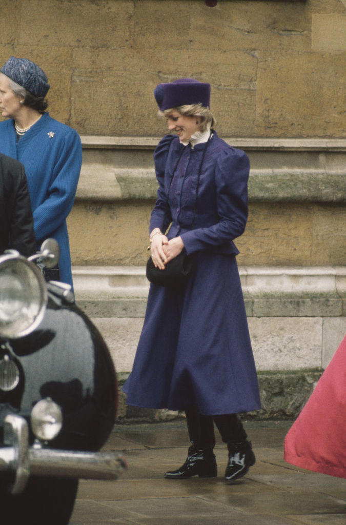 Diana, Princess of Wales leaves St. George's Chapel after Easter services in 1986.