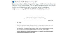 Open Letter To PM: CA Students Call for Rescheduling CA Exams From May To June 2024