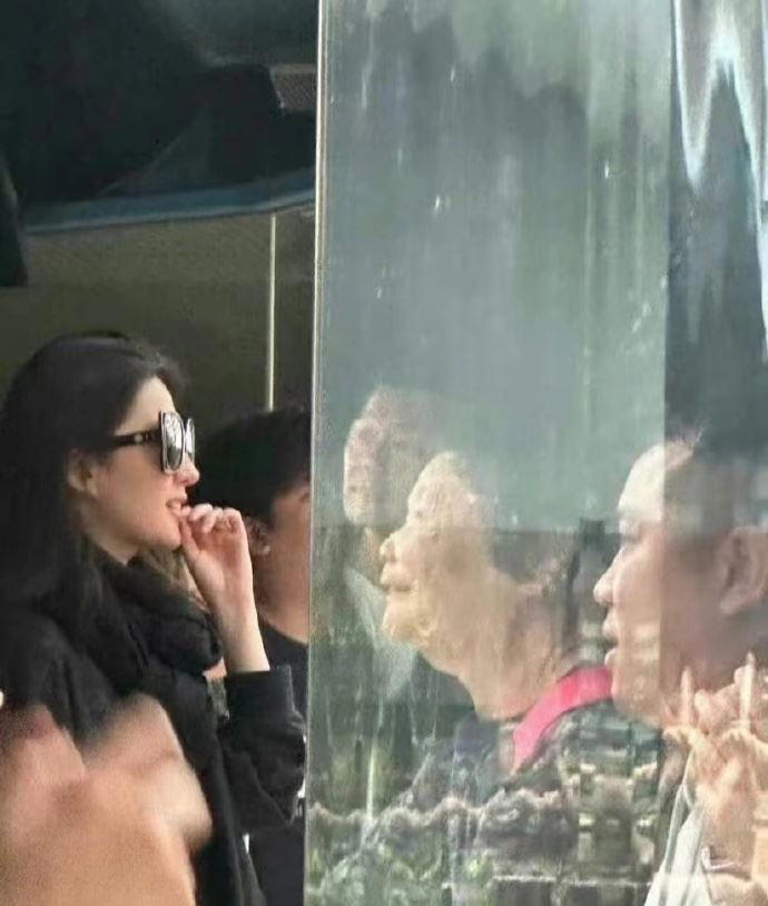 劉亦菲日前被直擊現身香港海洋公園，咬手指撕嘴皮模樣全被網友拍下來。（圖／翻攝自投了個放微博）