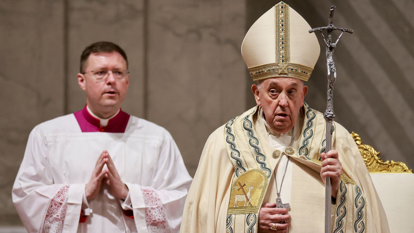 Pope leads Easter Vigil after skipping Good Friday procession