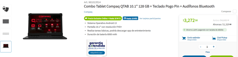 android, sam´s club pone a precio de outlet en combo: tablet con teclado y audífonos bluetooth | msi