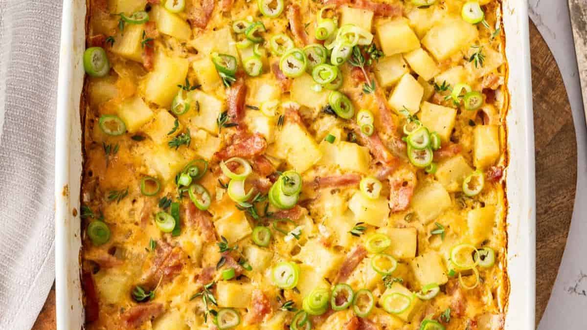 <p>This Ham and Potato Casserole checks all the critical comfort food boxes. Carbs? Yes! Cheese? Of course! Savory, salty ham? You bet! This cheesy ham and potato bake will be in frequent rotation in your home and is perfect to make after Easter to use up all those delicious leftovers.</p> <p><strong>Get the recipe: <a href="https://www.sustainablecooks.com/ham-potato-casserole/">Ham and Potato Casserole</a></strong></p>