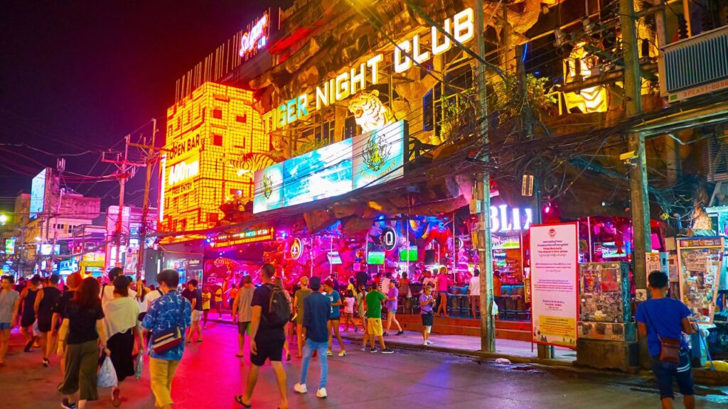 <p>When night falls, Phuket comes alive with a buzzing nightlife scene, and Bangla Road in Patong is where the party takes place. Filled with bars, clubs, and street performers, the neon lights and lively atmosphere make it the perfect place to party until dawn.</p><p>If you prefer a more relaxed vibe, check out a beach club like Café del Mar. Dance under the stars or chill in a cabana with a cocktail while enjoying the ocean views.</p>